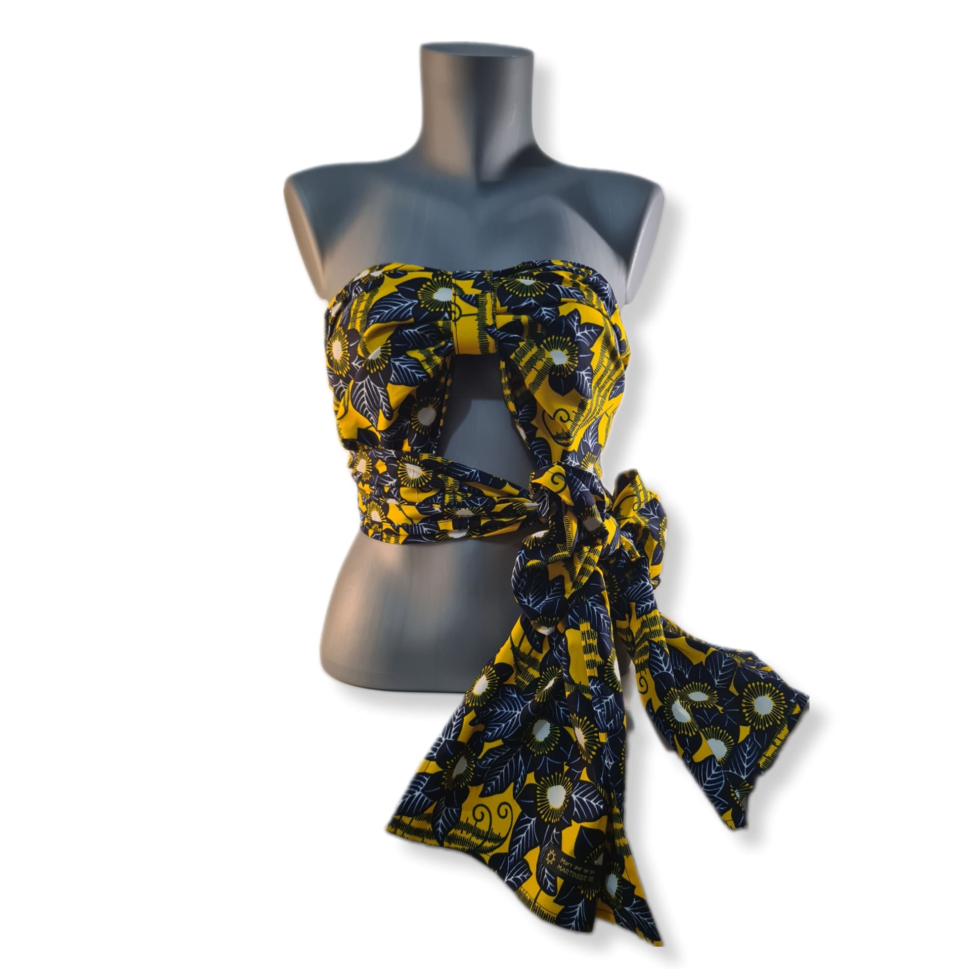 V1 021 TOP MAREKOW YELLOW AND MARINE STRIPES AND FLOWERS 2L PHOTO 1